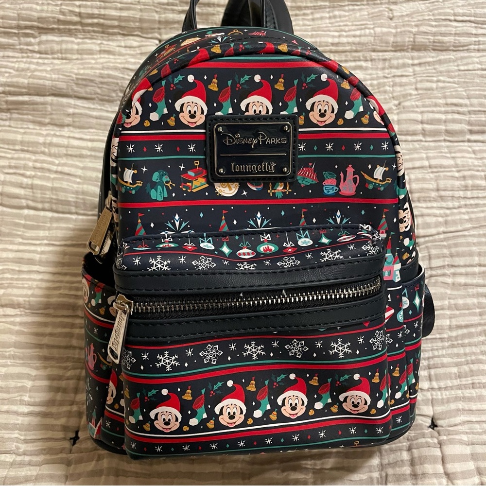 Disney Christmas Loungefly Backpack Mickey WDW